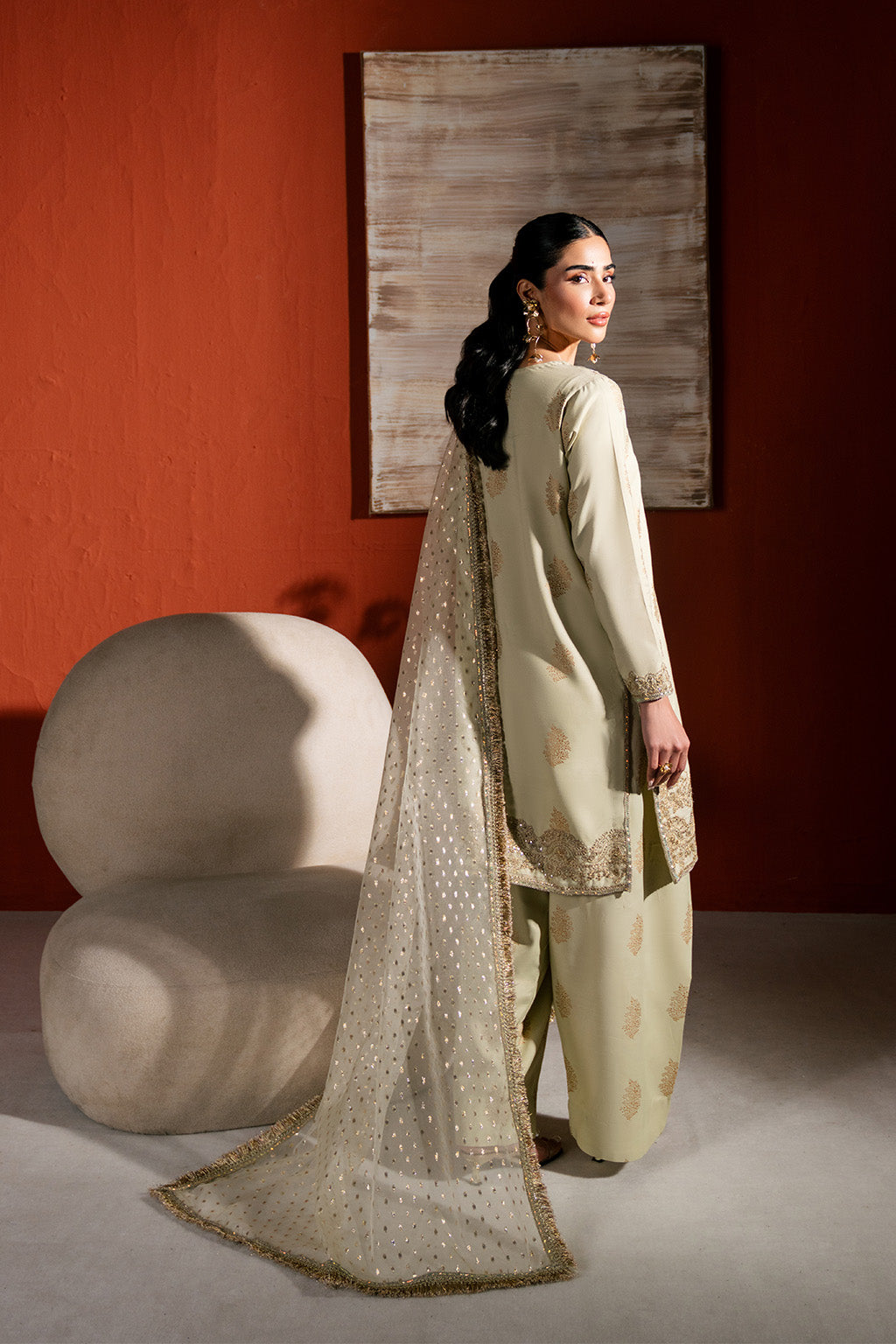 Raw Silk Embroidered Dress Pret
