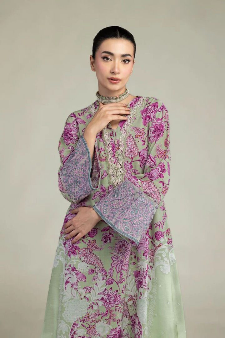 Embroidered | Raw Silk Floral Longline Kurta