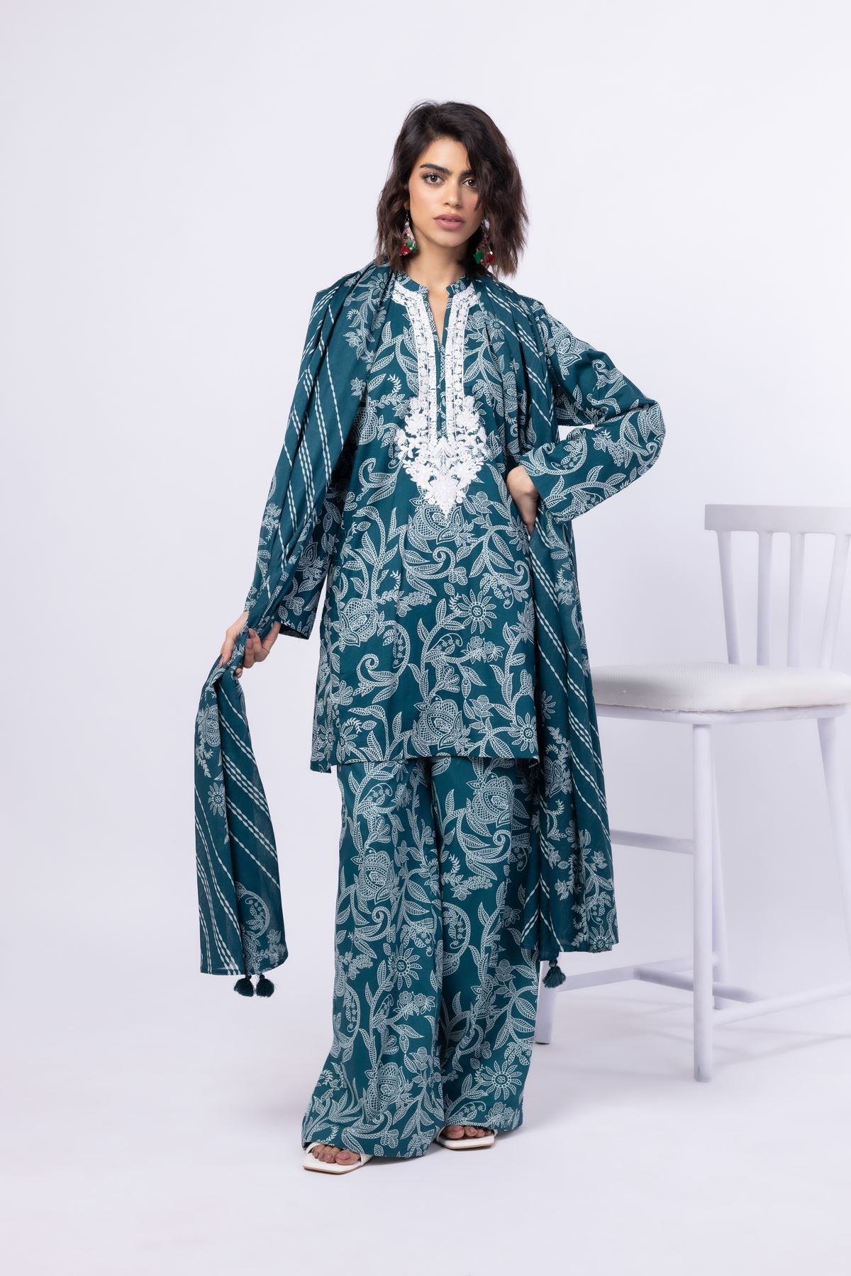 3 Piece Embroidered Cambric Kurta Set