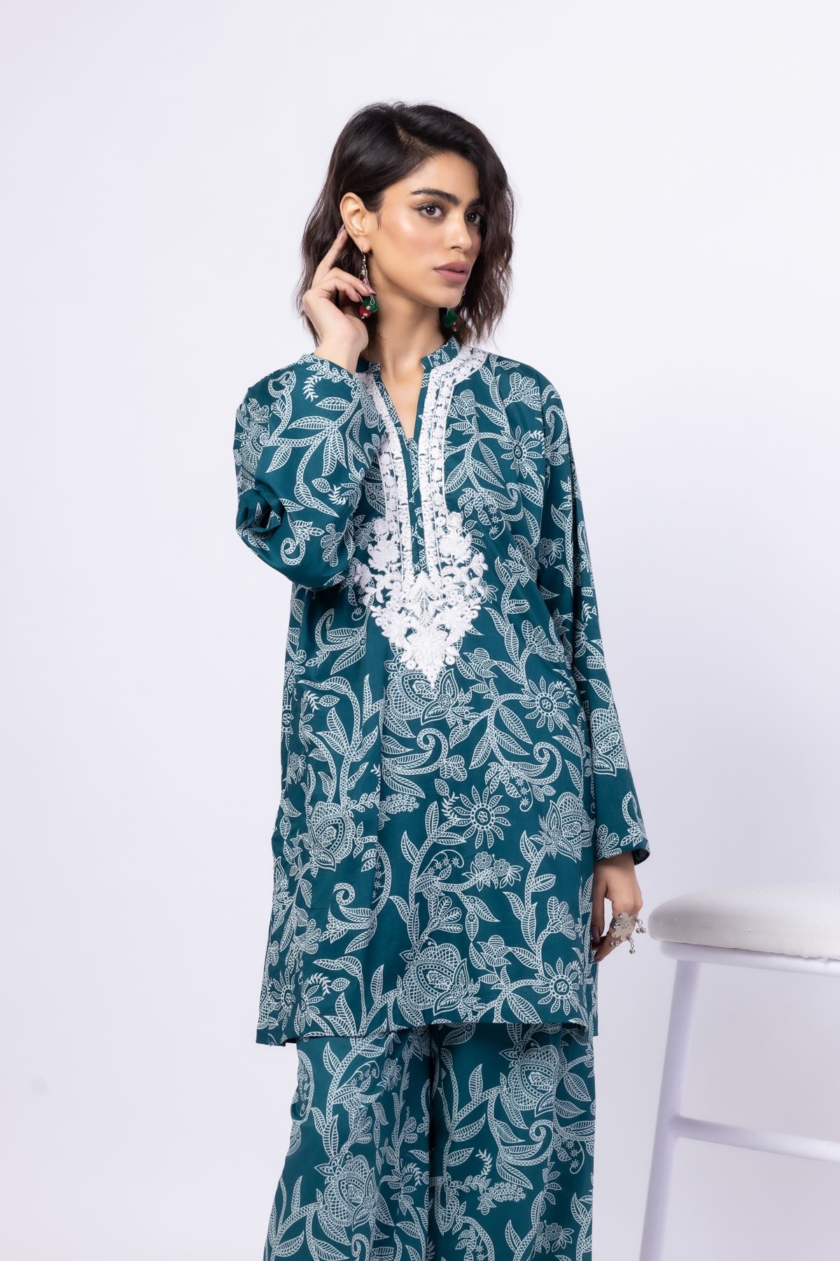 3 Piece Embroidered Cambric Kurta Set