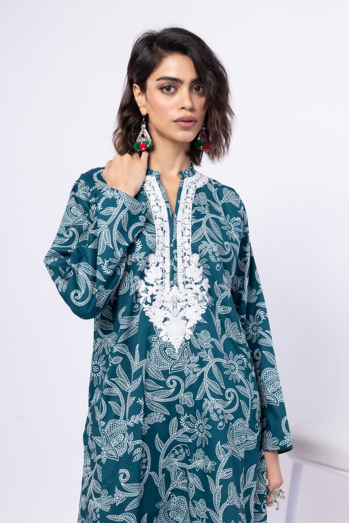 3 Piece Embroidered Cambric Kurta Set