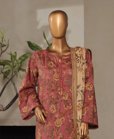 3 Piece Printed Stitched Suit