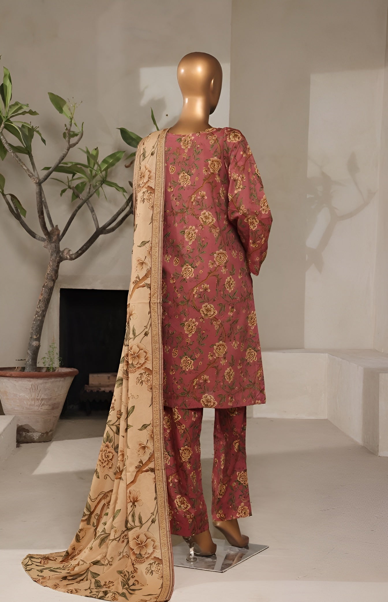 3 Piece Printed Stitched Suit