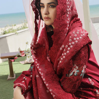 MARYAM HUSSAIN LUXURY LAWN-CRIMSON