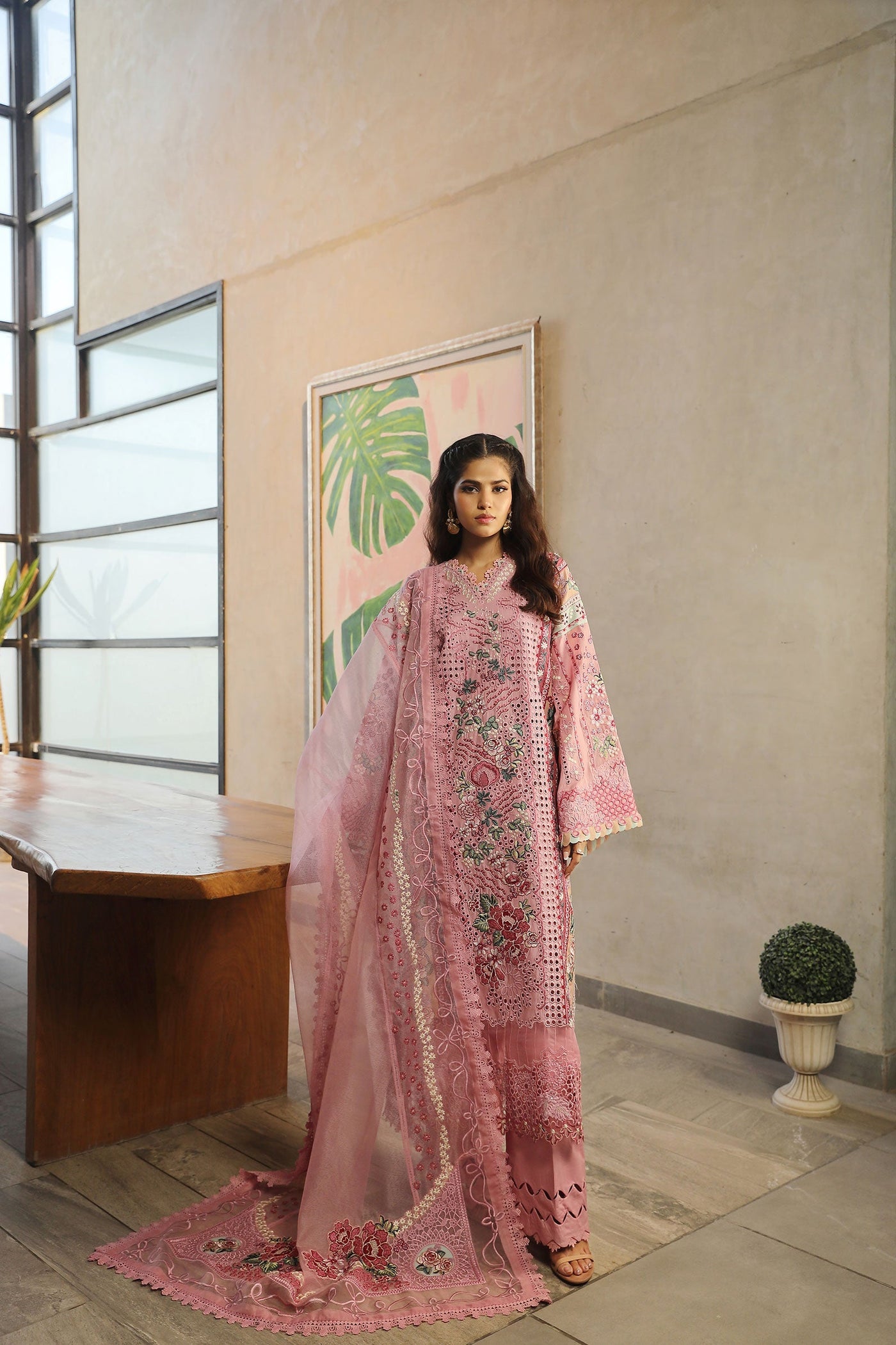 MARYAM HUSSAIN LUXURY LAWN-CORAL