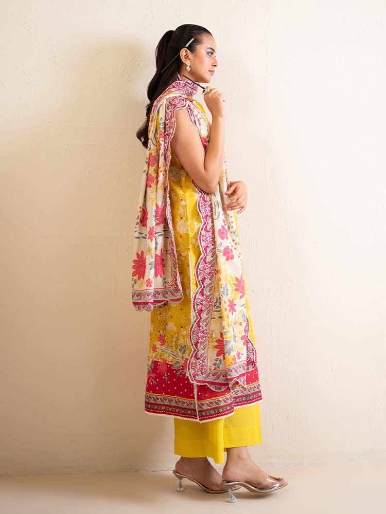 3-Piece Unstitched Embroidered Lawn Suit