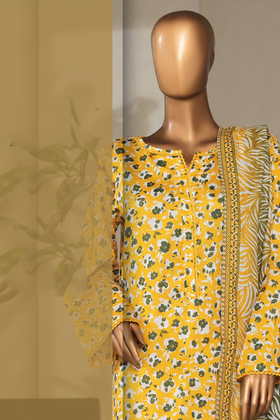 3 Piece Printed Stitched Suit