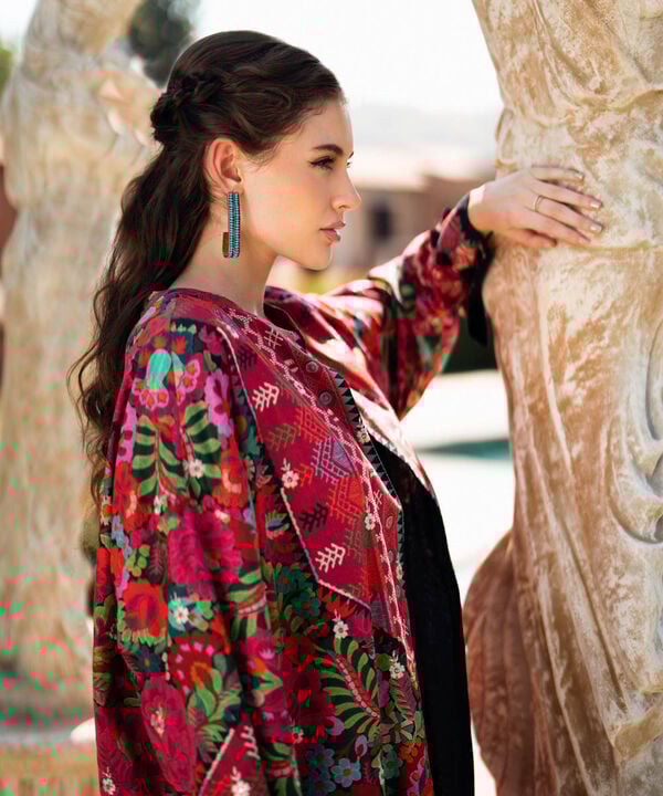 Embroidered Front-Open Jacket