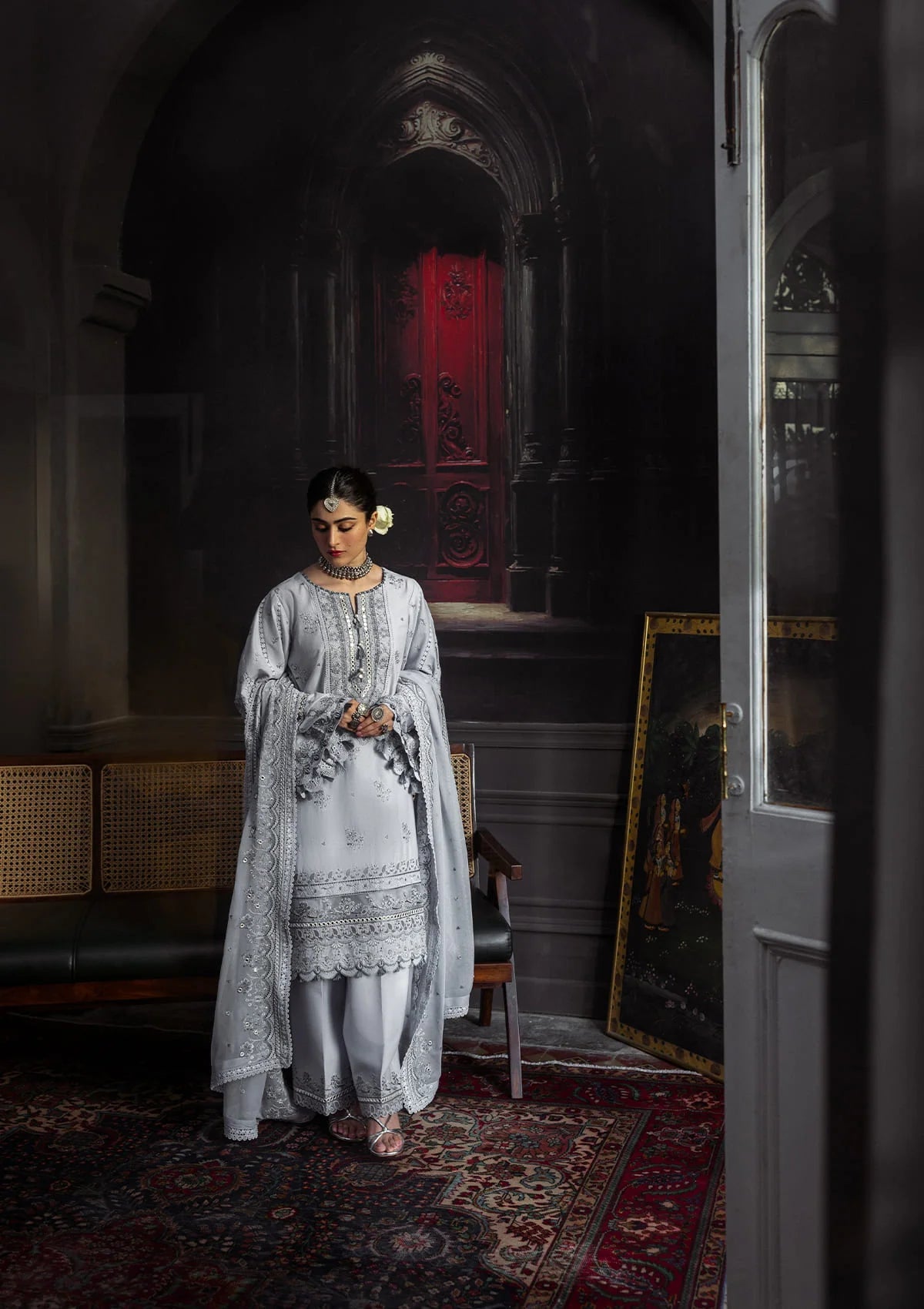 Karandi with Embroidered Chiffon