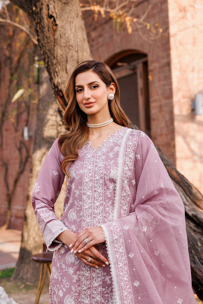 FARASHA DASTOOR EMBROIDERED LAWN || DAINTY LILAC