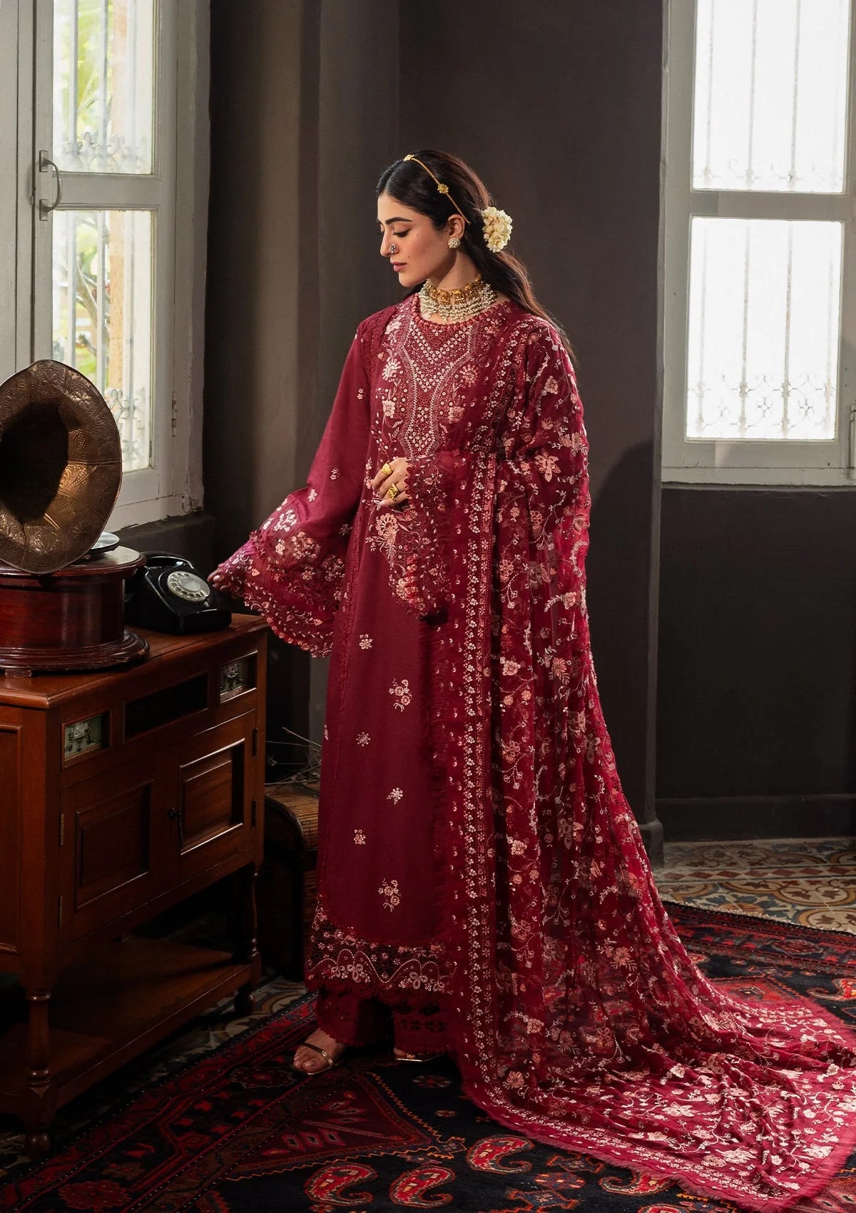 Karandi with Embroidered Chiffon