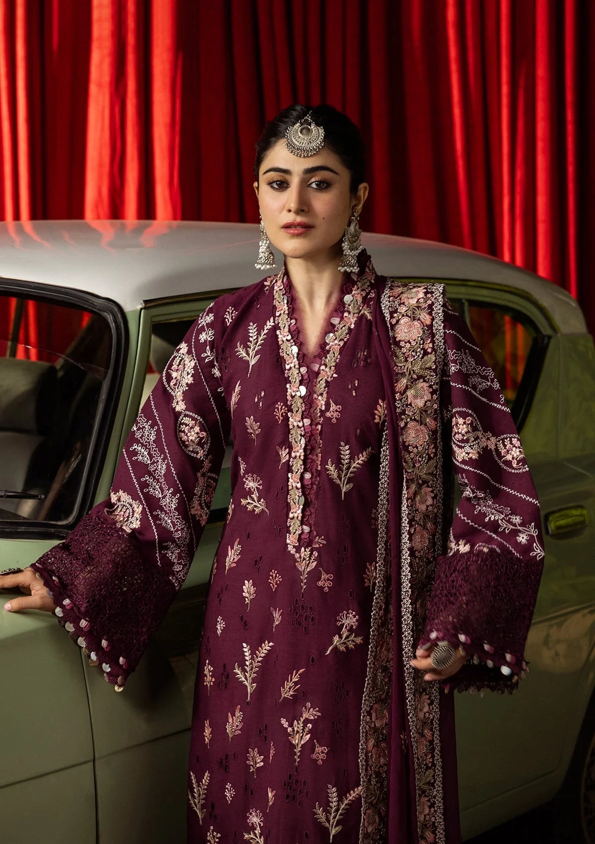 Karandi with Embroidered Chiffon