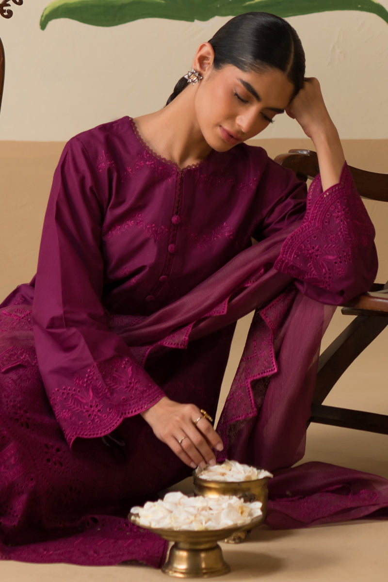 CROSS STITCH CHIKANKARI LAWN-PLUM PARFAIT