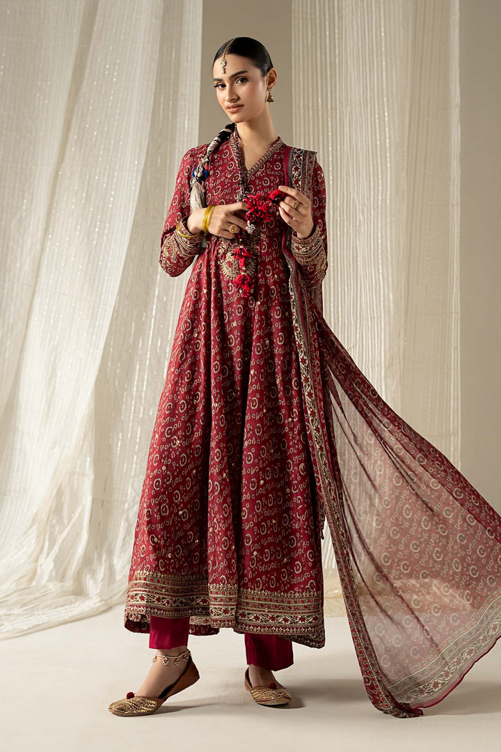 3 Piece Embroidered Raw Silk  ready Suit