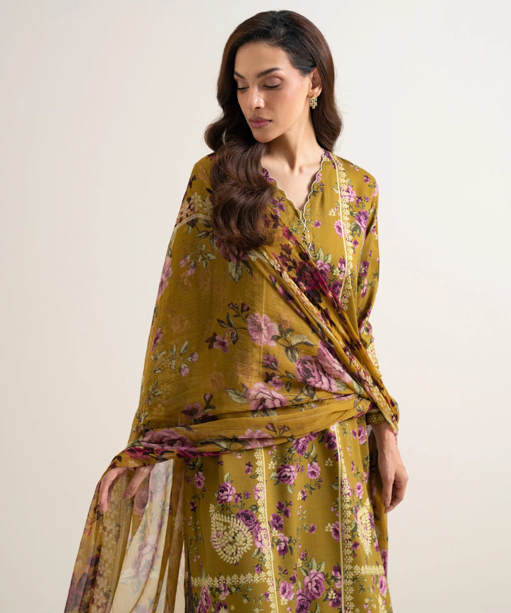 3 Piece - Printed Arabic Lawn Suit