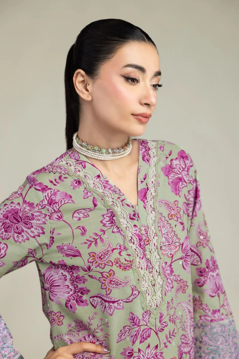 Embroidered | Raw Silk Floral Longline Kurta