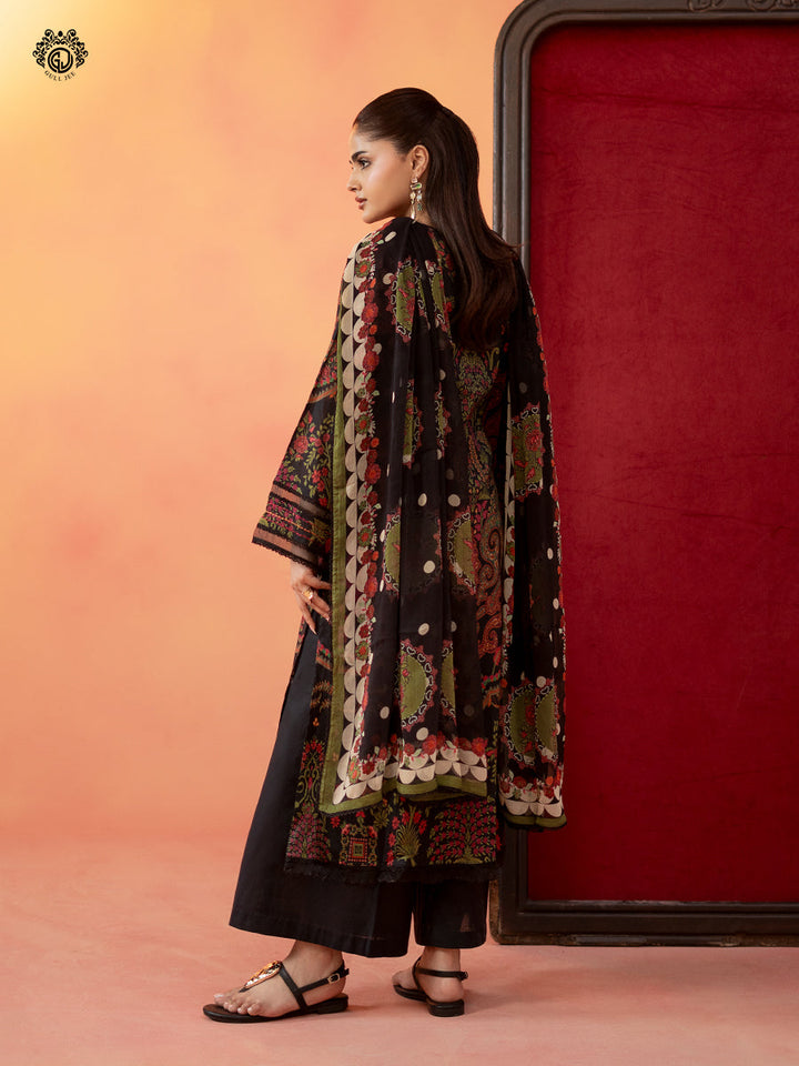 3-Piece Unstitched Embroidered Dress