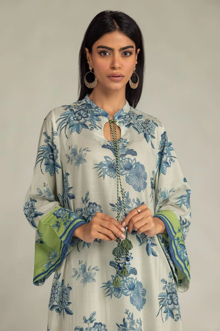 Printed | Raw Silk Floral Silk Kurta With Pant