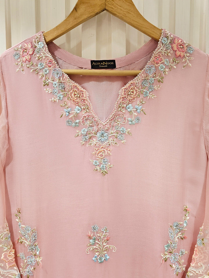 2 Piece - Pure Chiffon Embroidered Suit