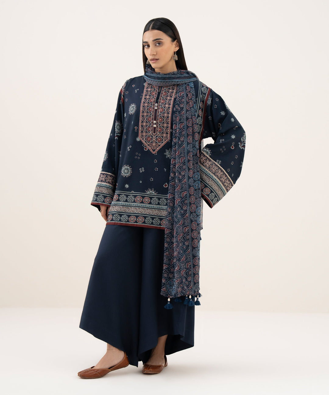 3 Piece - Embroidered Light Linen Suit