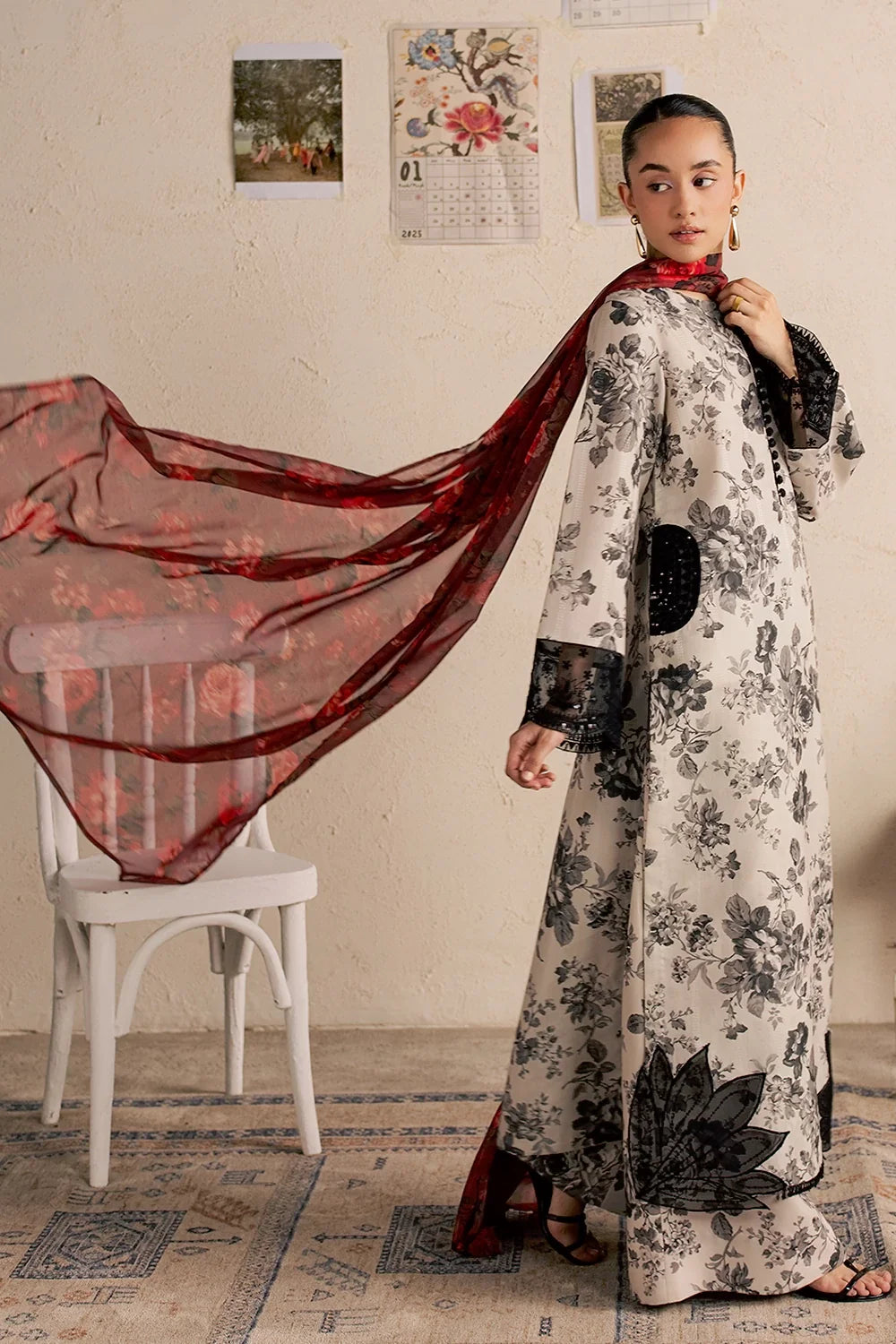 Floral Embroidered 3PC
