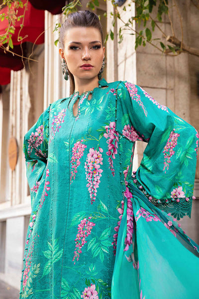 Maria.B M Print 3 Piece Unstitched Printed Linen Suit | MPT-2301-A