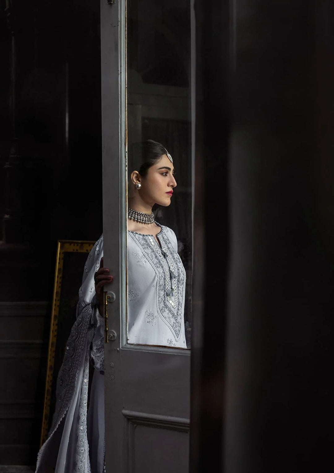 Karandi with Embroidered Chiffon