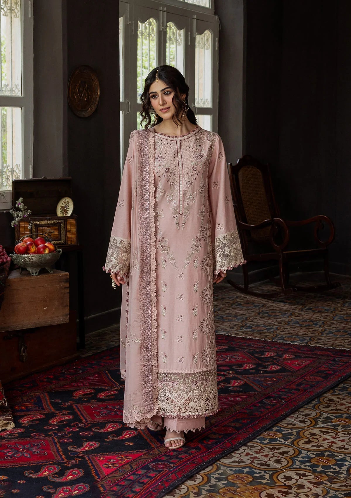 Karandi with Embroidered Chiffon