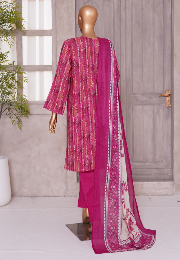3 Piece Printed Stitched Suit
