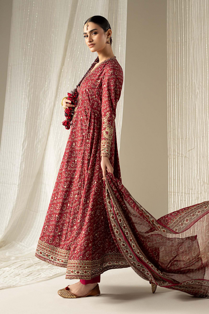 3 Piece Embroidered Raw Silk  ready Suit