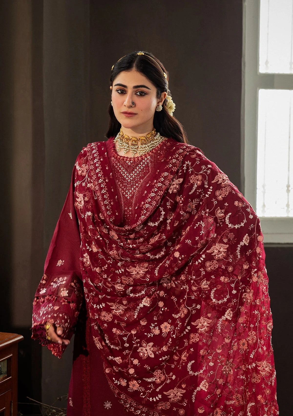 Karandi with Embroidered Chiffon
