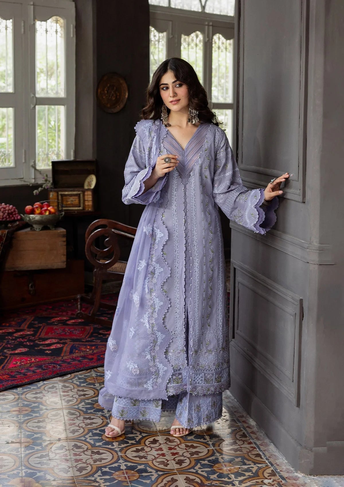 Karandi with Embroidered Chiffon