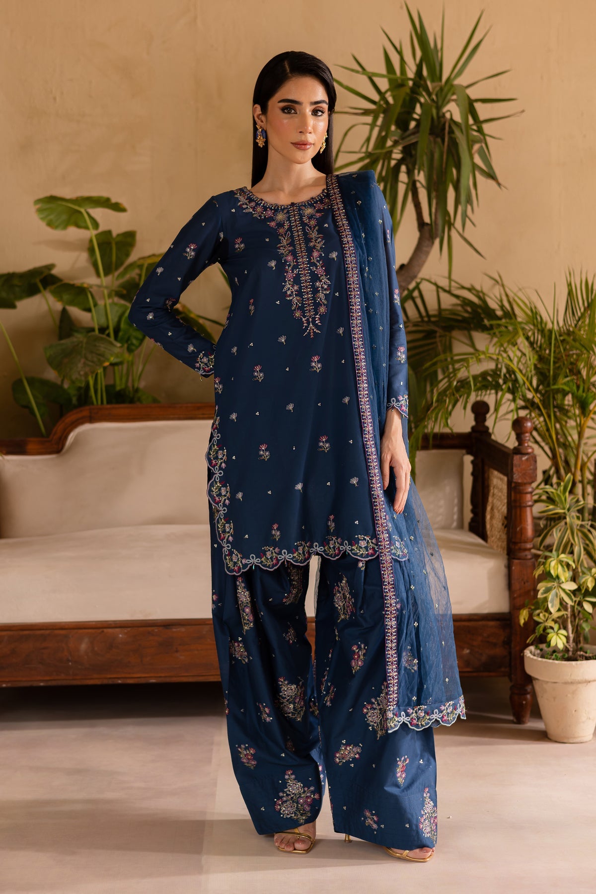 Perk 3Pc - Embroidered Solid Dress
