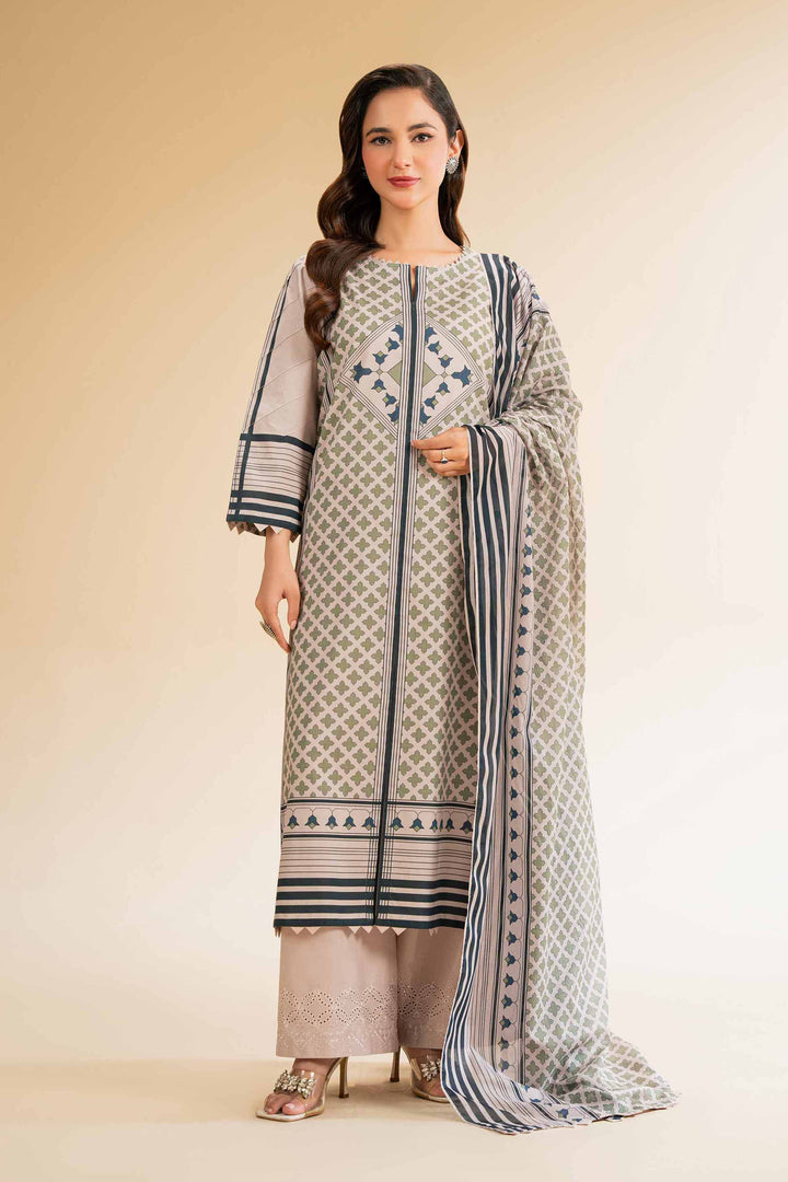 Unstitched Printed Embroidered 3 Piece Suit
