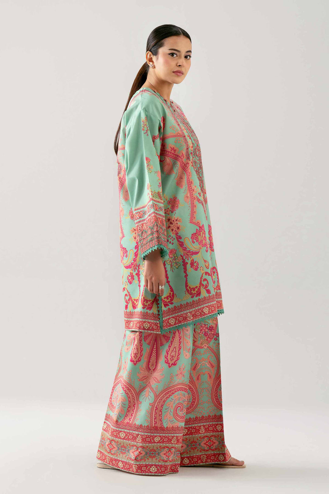 2 Piece - Digital Printed Embroidered Suit