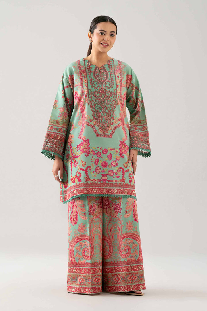 2 Piece - Digital Printed Embroidered Suit