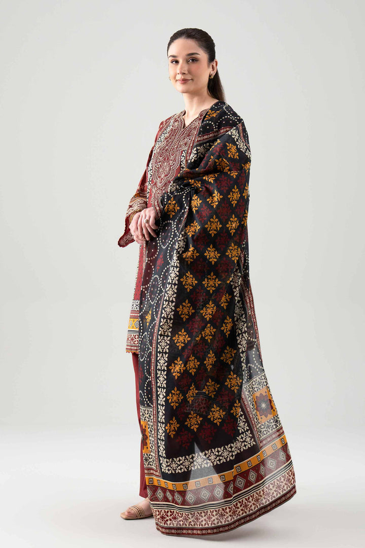 3 Piece - Digital Printed Embroidered Suit