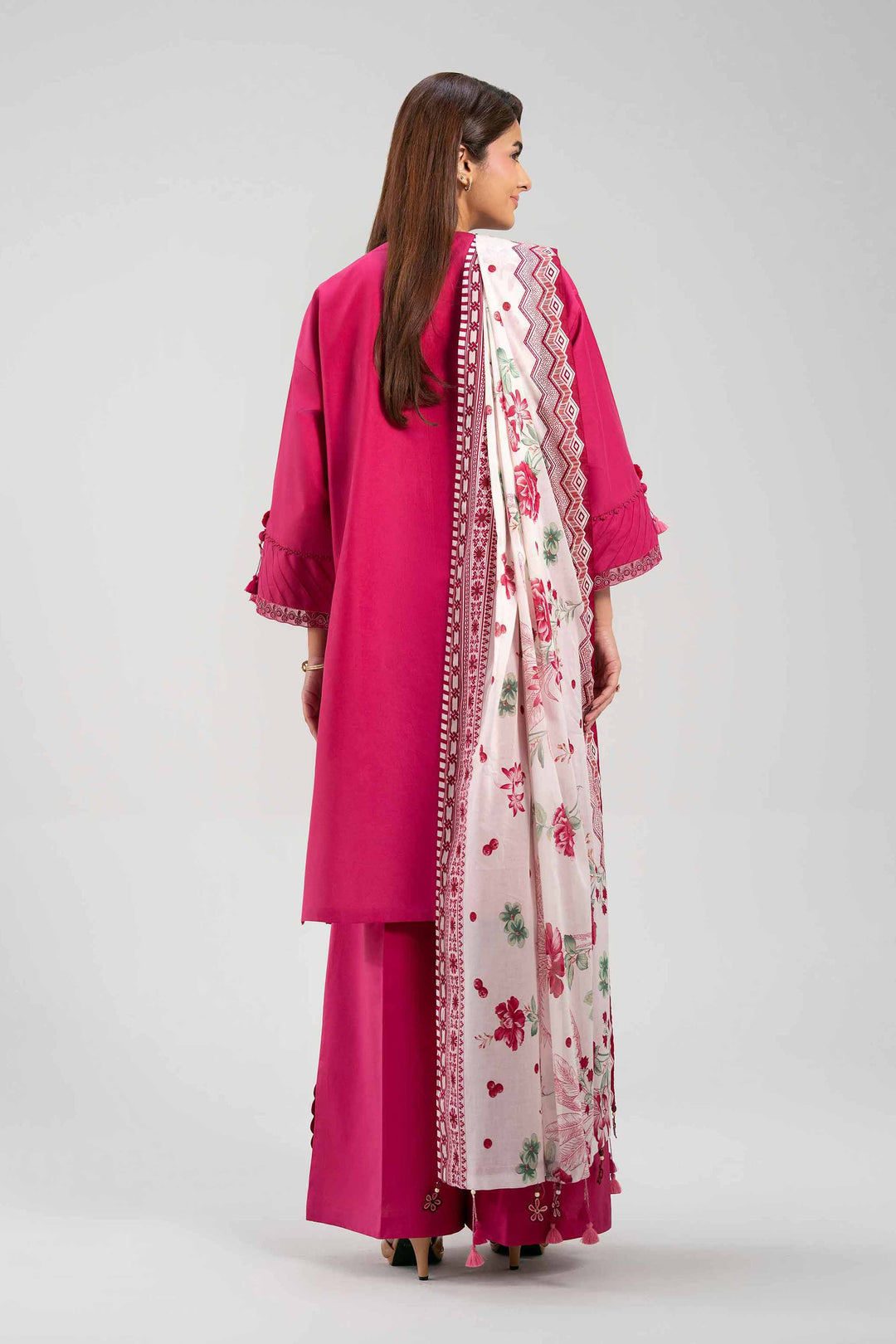 3 Piece - Printed Embroidered Suit
