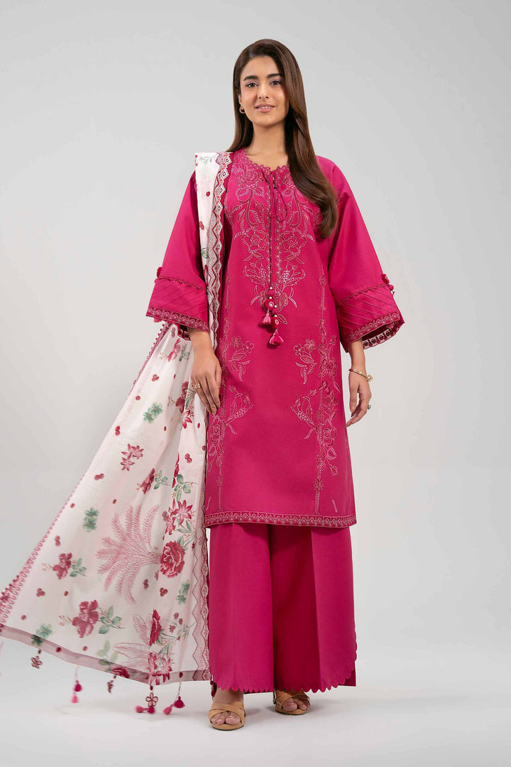 3 Piece - Printed Embroidered Suit