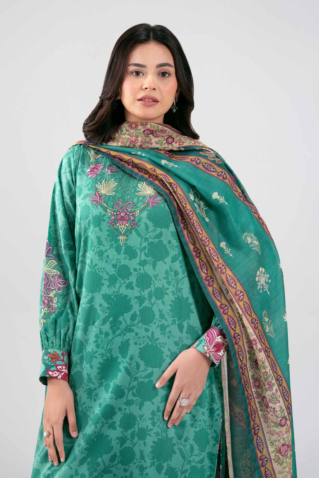 3 Piece - Digital Printed Embroidered Suit
