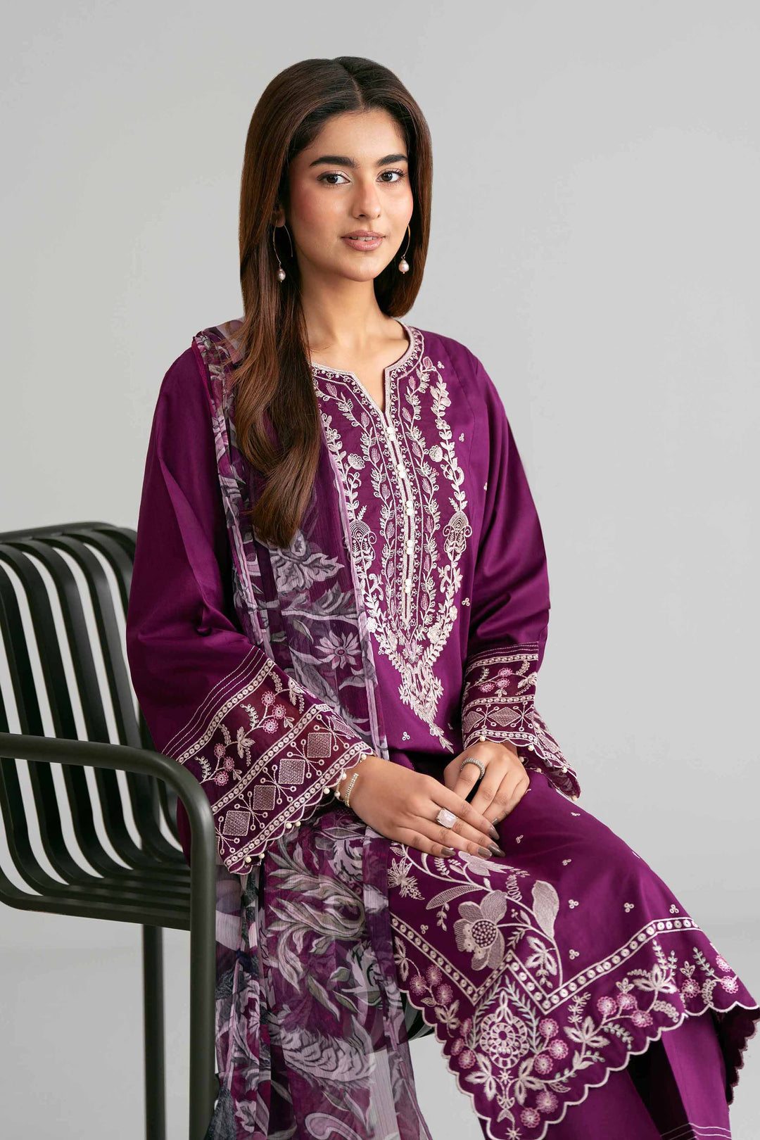 3 Piece - Digital Printed Embroidered Suit