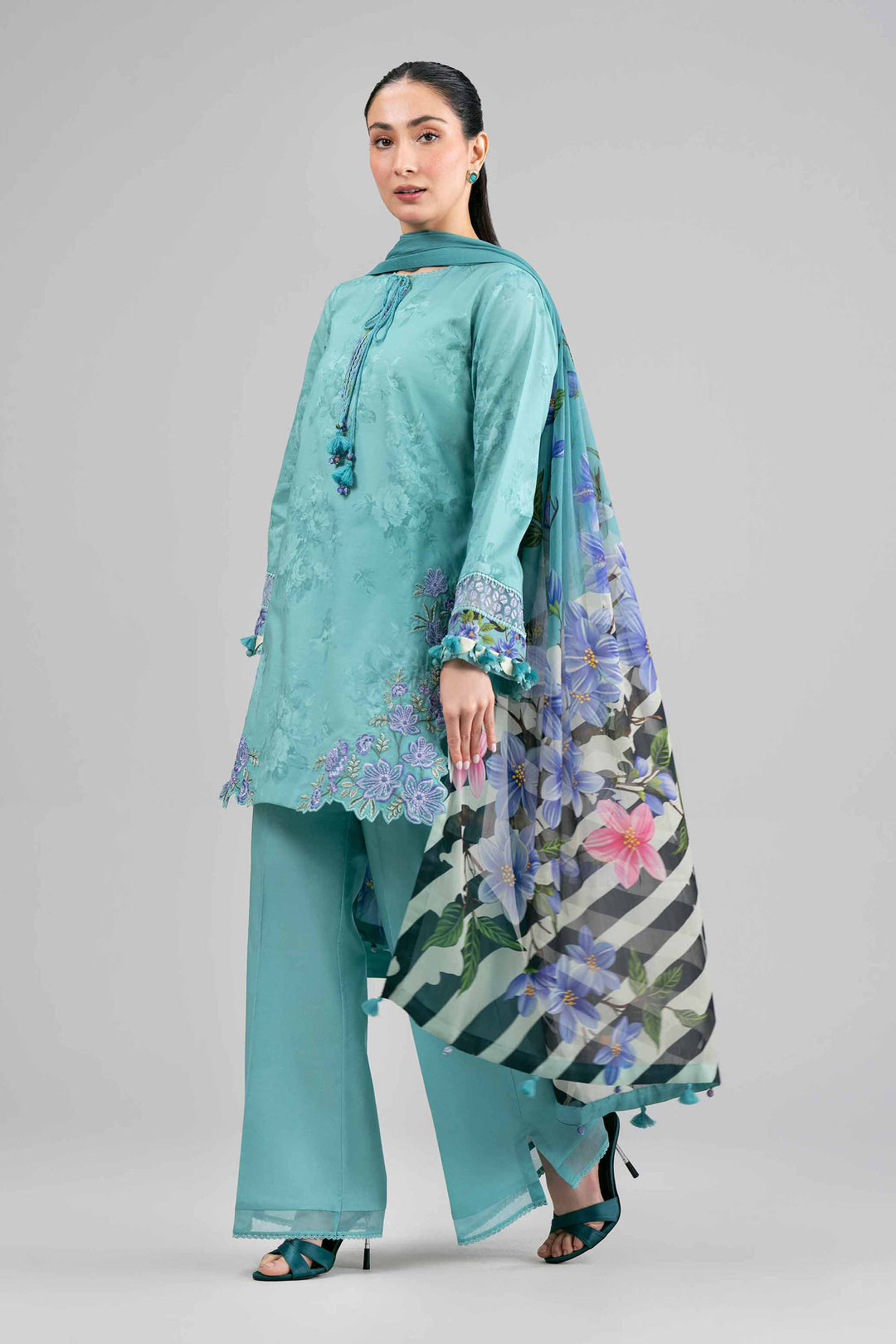 3 Piece - Digital Printed Embroidered Suit