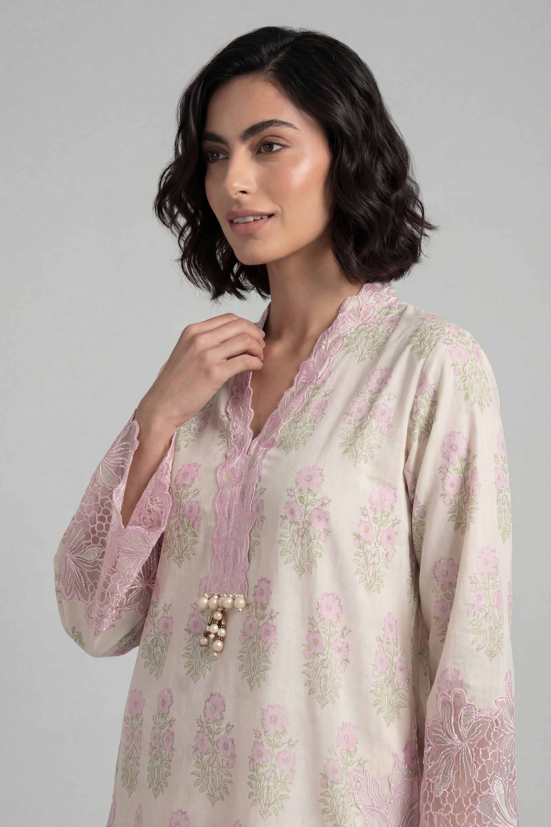 2 Piece - Printed Embroidered Suit