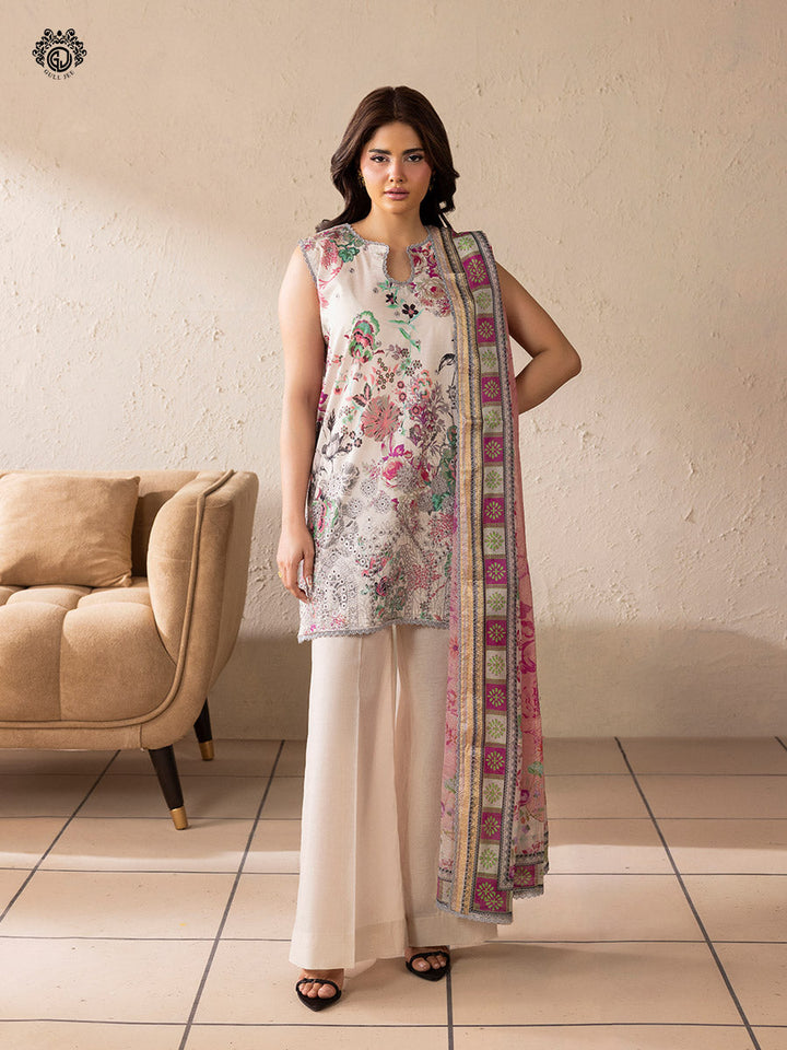 KROMA  3-Piece Unstitched Embroidered Dress