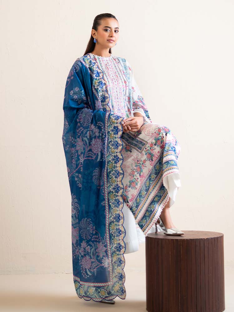 3-Piece Unstitched Embroidered Lawn Suit