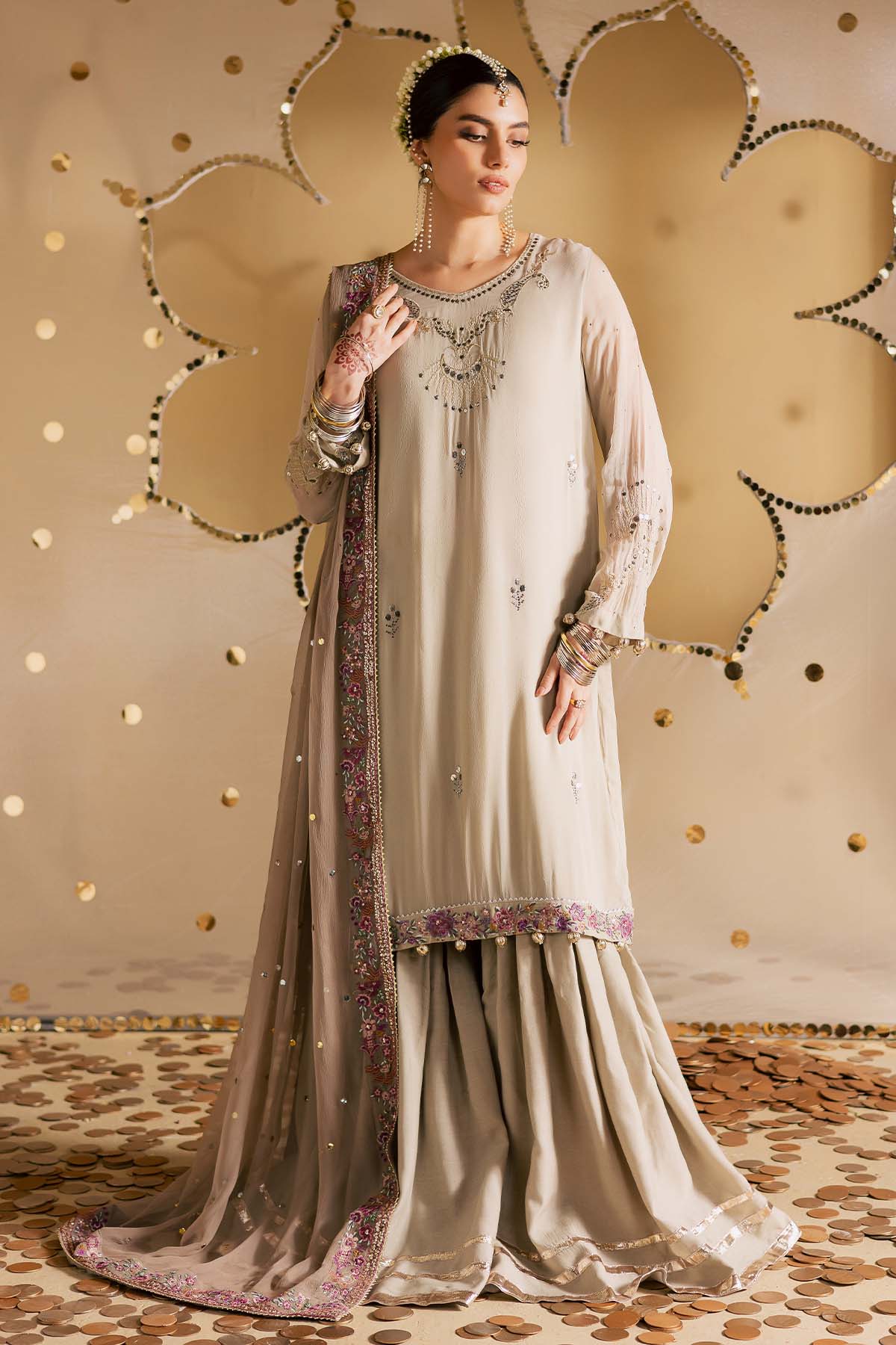Mukeshkari Embroidered Chiffon