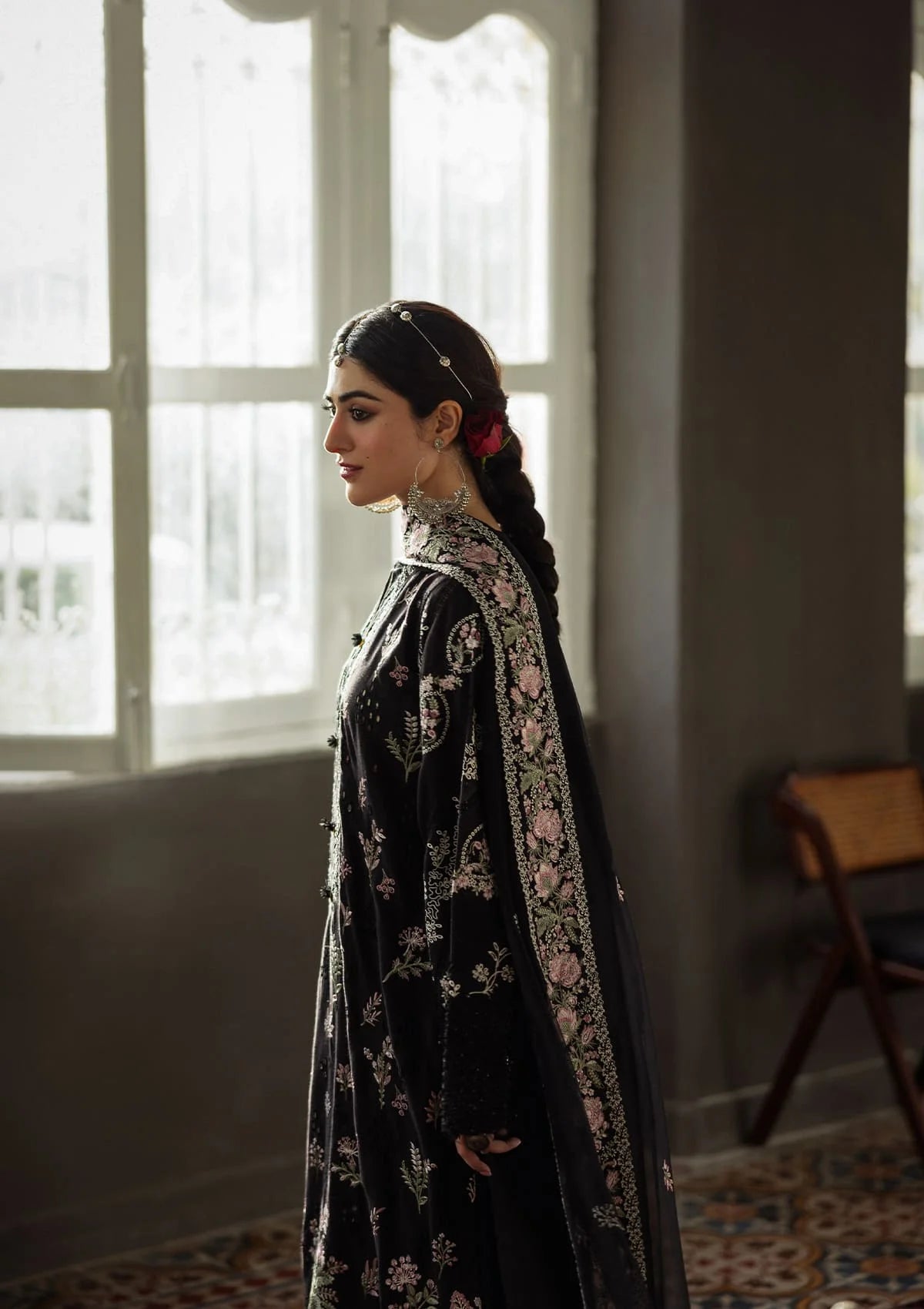 Karandi with Embroidered Chiffon