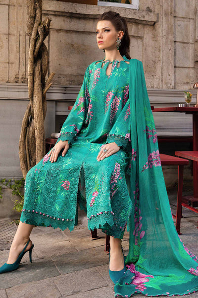 Maria.B M Print 3 Piece Unstitched Printed Linen Suit | MPT-2301-A