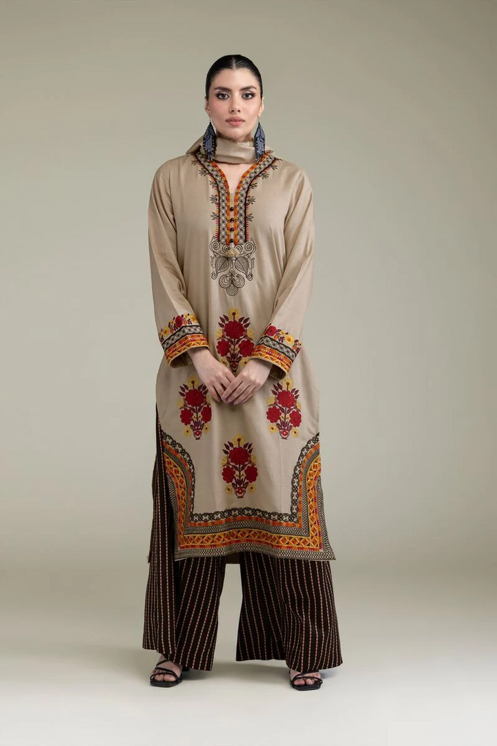 Embroidered | Raw Silk Floral Silk 3 pcs