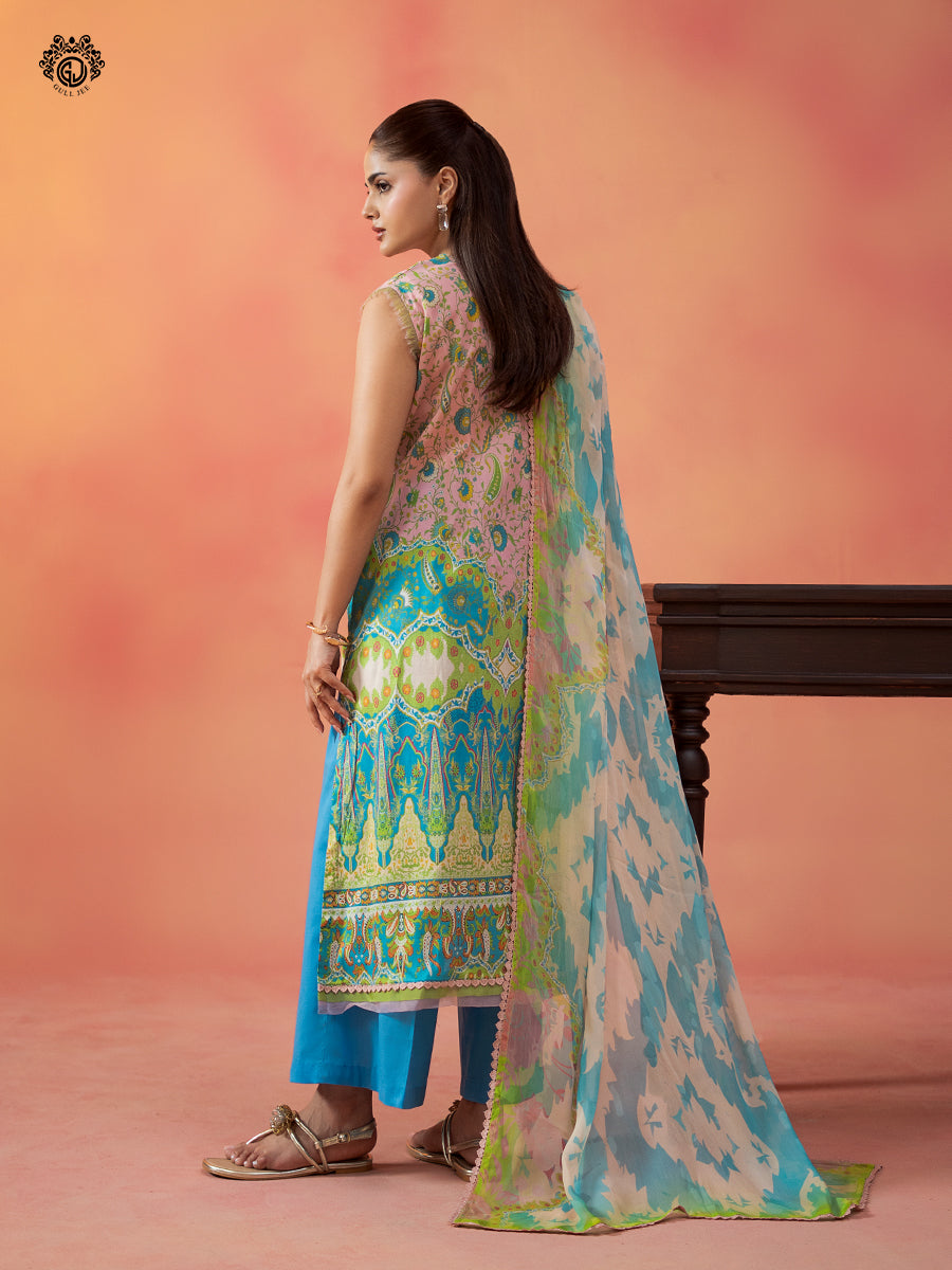 3-Piece Unstitched Embroidered Dress